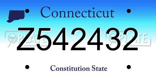 Z542432 Connecticut License Plate