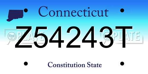 Z54243T Connecticut License Plate