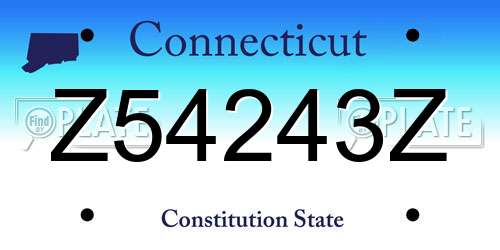 Z54243Z Connecticut License Plate