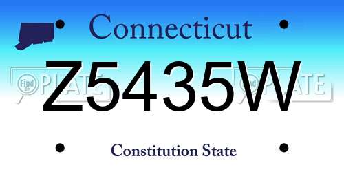 Z5435W Connecticut License Plate