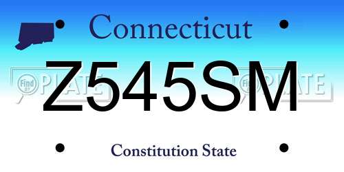 Z545SM Connecticut License Plate