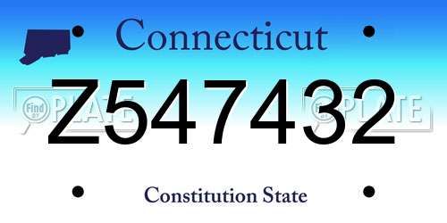 Z547432 Connecticut License Plate
