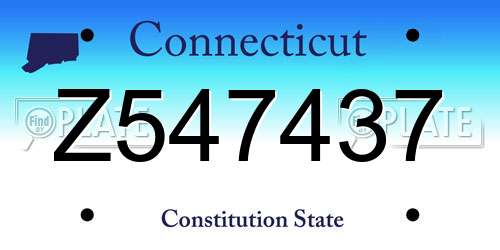 Z547437 Connecticut License Plate