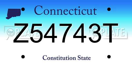 Z54743T Connecticut License Plate