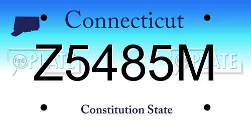 Z5485M Connecticut License Plate