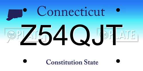 Z54QJT Connecticut License Plate