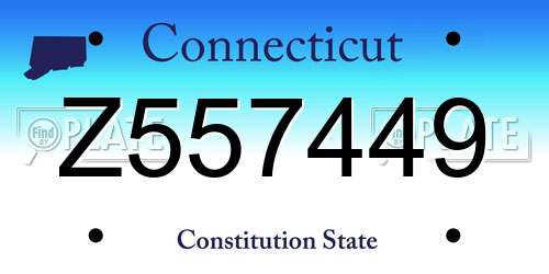 Z557449 Connecticut License Plate