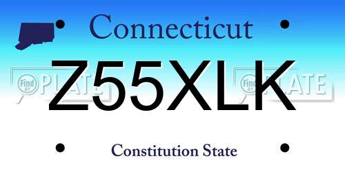 Z55XLK Connecticut License Plate