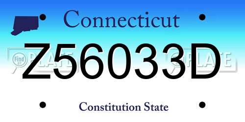 Z56033D Connecticut License Plate