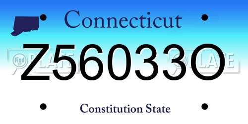 Z56033O Connecticut License Plate