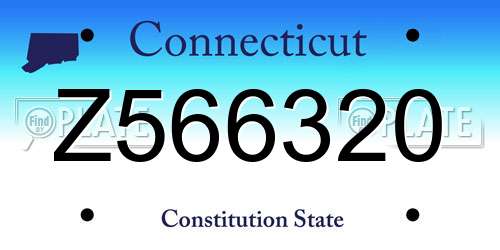 Z566320 Connecticut License Plate