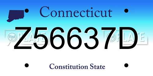 Z56637D Connecticut License Plate