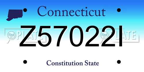 Z57022I Connecticut License Plate