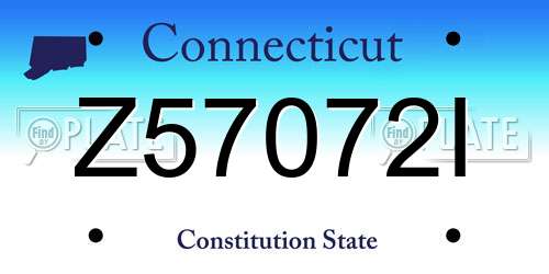 Z57072I Connecticut License Plate
