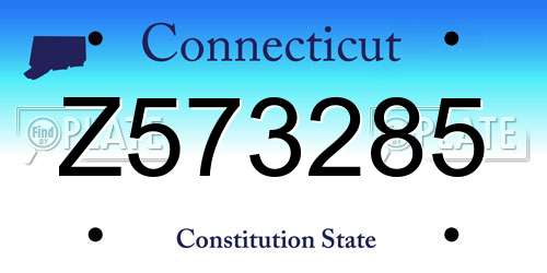 Z573285 Connecticut License Plate