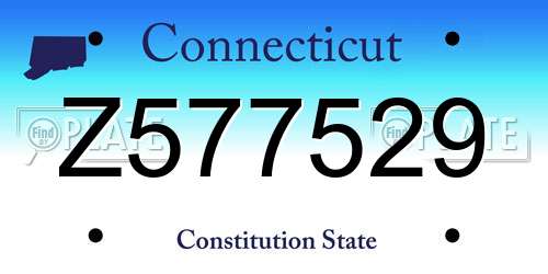 Z577529 Connecticut License Plate