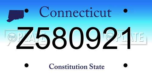 Z580921 Connecticut License Plate