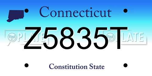 Z5835T Connecticut License Plate