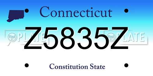 Z5835Z Connecticut License Plate