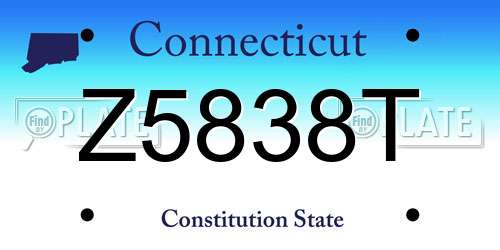 Z5838T Connecticut License Plate