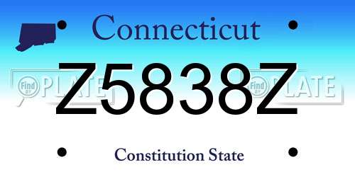 Z5838Z Connecticut License Plate