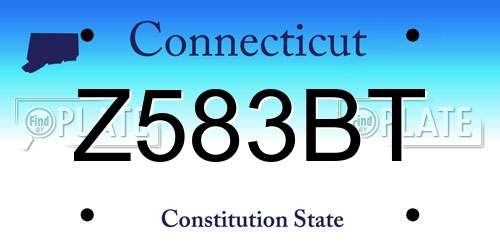 Z583BT Connecticut License Plate
