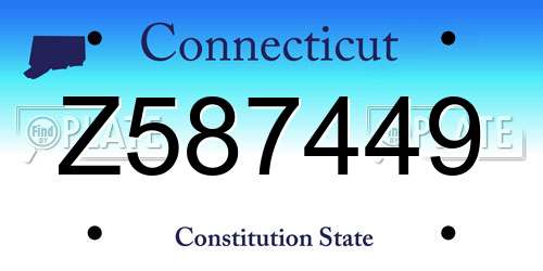Z587449 Connecticut License Plate