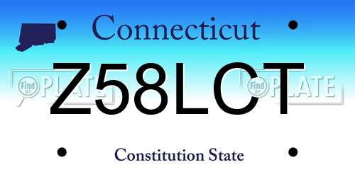 Z58LCT Connecticut License Plate