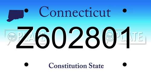 Z602801 Connecticut License Plate