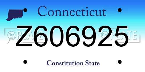 Z606925 Connecticut License Plate
