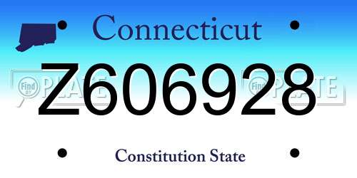 Z606928 Connecticut License Plate