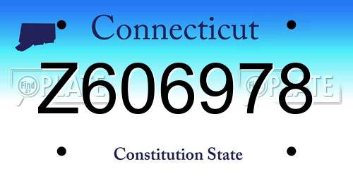 Z606978 Connecticut License Plate