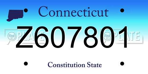 Z607801 Connecticut License Plate