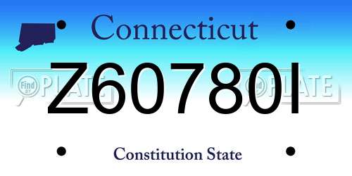 Z60780I Connecticut License Plate
