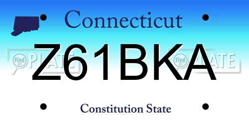 Z61BKA Connecticut License Plate