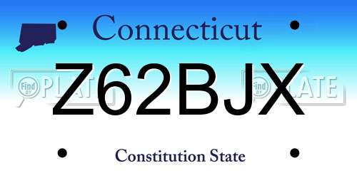 Z62BJX Connecticut License Plate