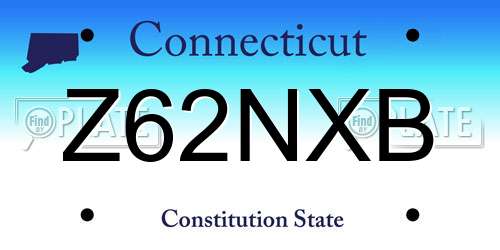 Z62NXB Connecticut License Plate