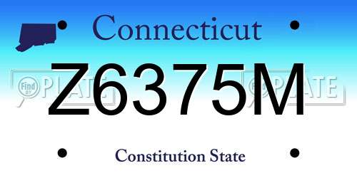 Z6375M Connecticut License Plate