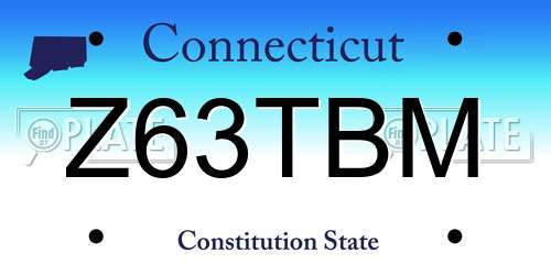 Z63TBM Connecticut License Plate