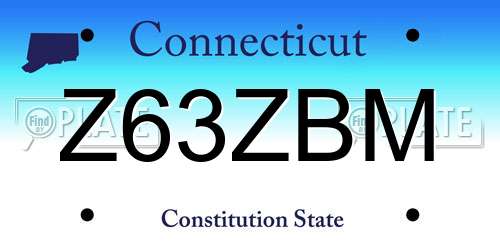 Z63ZBM Connecticut License Plate