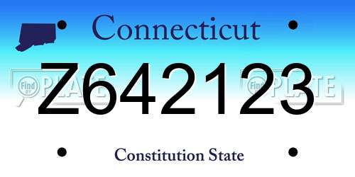 Z642123 Connecticut License Plate