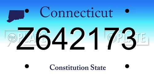 Z642173 Connecticut License Plate