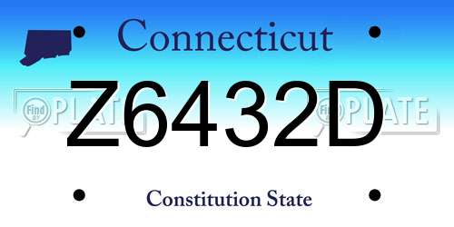 Z6432D Connecticut License Plate