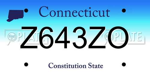Z643ZO Connecticut License Plate