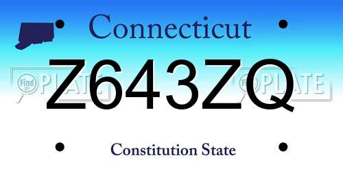 Z643ZQ Connecticut License Plate