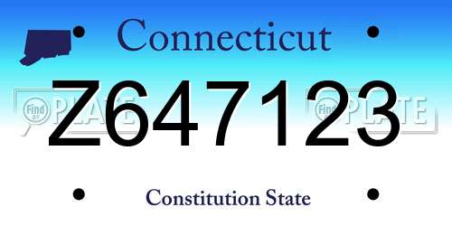 Z647123 Connecticut License Plate