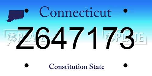 Z647173 Connecticut License Plate
