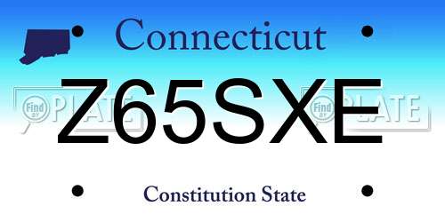 Z65SXE Connecticut License Plate