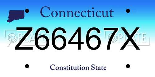 Z66467X Connecticut License Plate