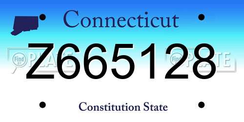 Z665128 Connecticut License Plate